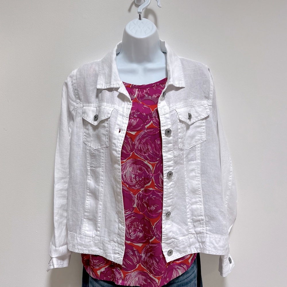 JNY Jones New York White Linen Jacket Size M